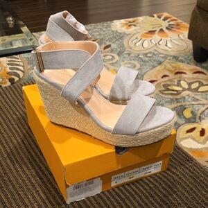 Stylish Gray Wedge Platform Espadrille Sandals